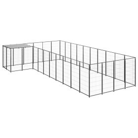 Dog Kennel Black 143.3 ft² Steel