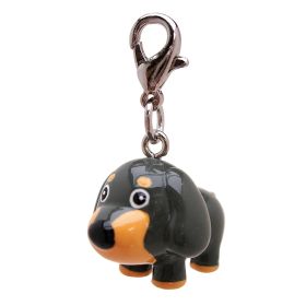 Poly 3 D Long Ears Grey Dog Charm (Color: Grey, size: 1" x 3/4" x 5/8")