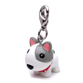 Poly 3 D White Dog with Spike Collar Charm (Color: White, size: 1" x 3/4" x 1/2")