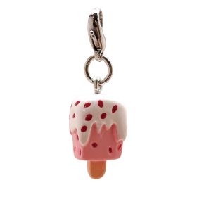 Poly 3 D Strawberry Ice Cream Charm (Color: Pink, size: 1/2" x 3/4" x 1/2")