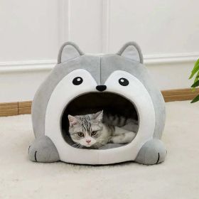 Cartoon Fox Theme Pet House (Color: Gray and White, size: S)
